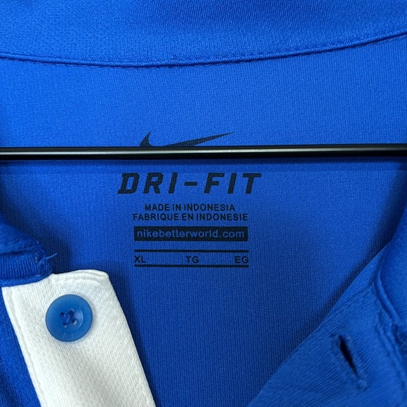 Nike Dri-Fit XL Royal Blue Short Sleeve Polo Shirt Golf Embroidered Swoosh Logo - Picture 3 of 4